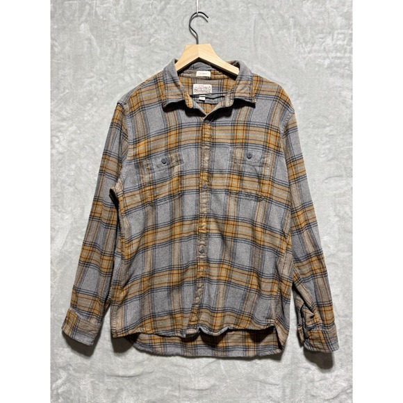 J. Crew Other - J.Crew Mid Weight Double Brushed Classic Flannel Shirt Gray Yellow Mens Size M